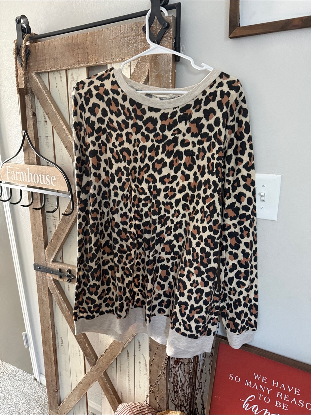 First Looks Leopard Print Tunic Top in Tan, Black, Brown